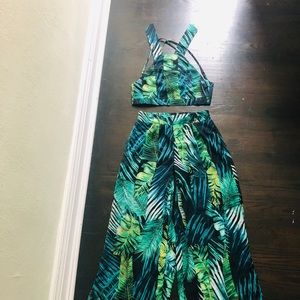 🌺Tropical Print Crop Top Pants Suit🌺🌿